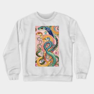 Gustav Klimt's Enigmatic Coils: Inspired Snake Rhapsody Crewneck Sweatshirt